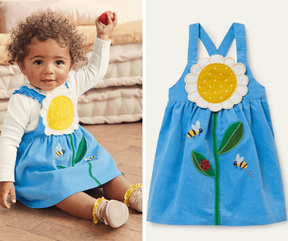 Blue Daisy Print Pinafore Dress