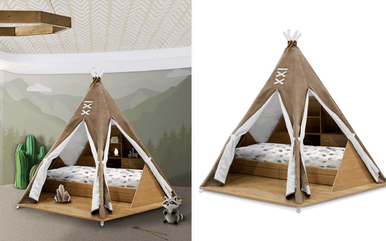 Luxury Children's Teepee Tent Bed with Toy Storage