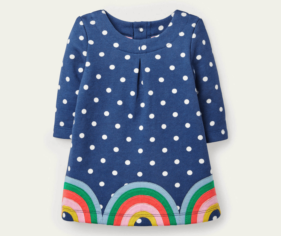 Cosy Sweatshirt Dress - Elizabethan Blue Spot Rainbows