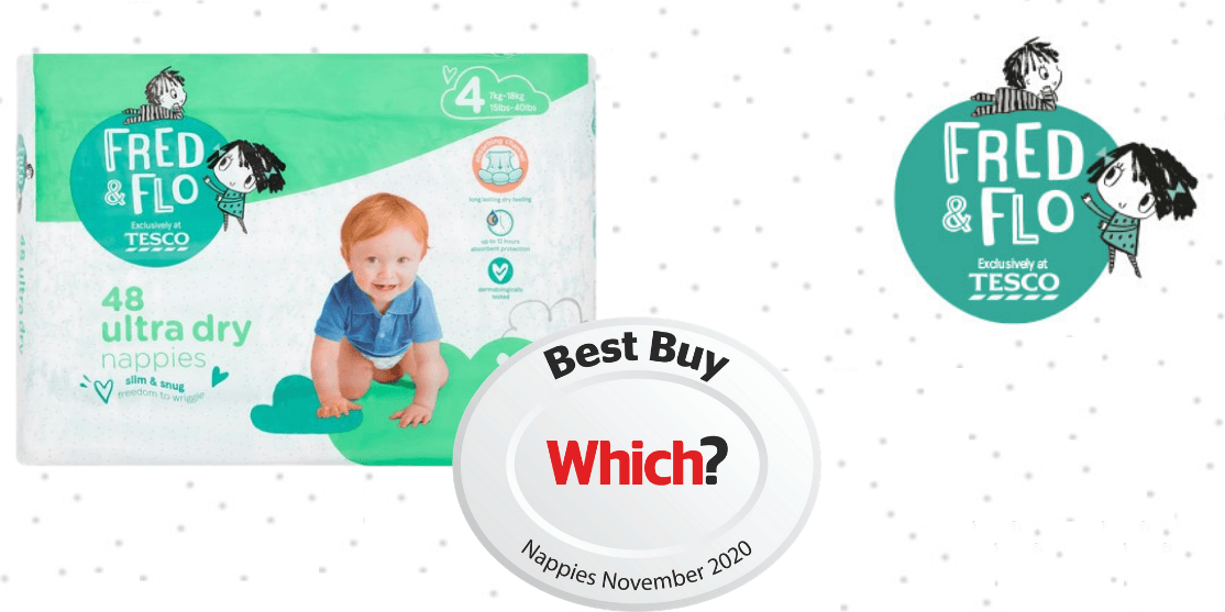 Tesco Fred & Flo Ultra Dry Nappies have been awarded a Which? Best Buy