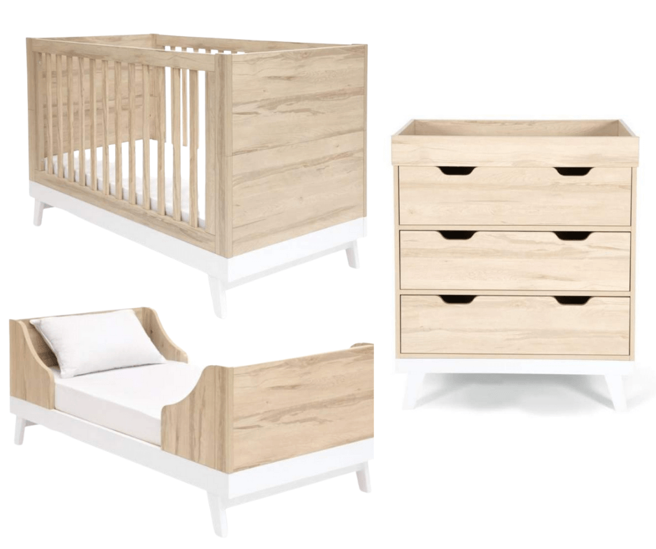 Lawson 2 Piece Cot Bed Set with Dresser - Natural & White