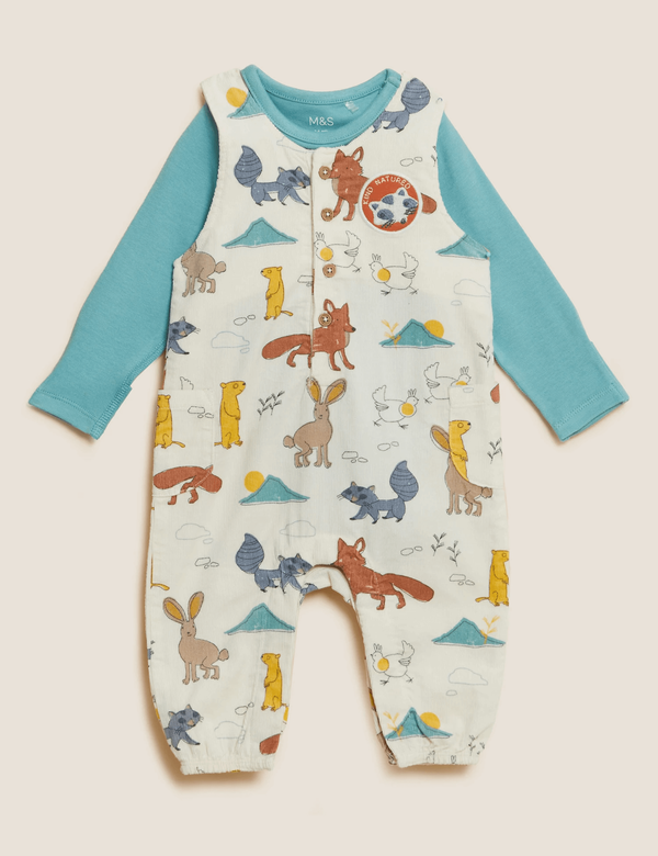 2 Piece Pure Cotton Animal Dunagrees